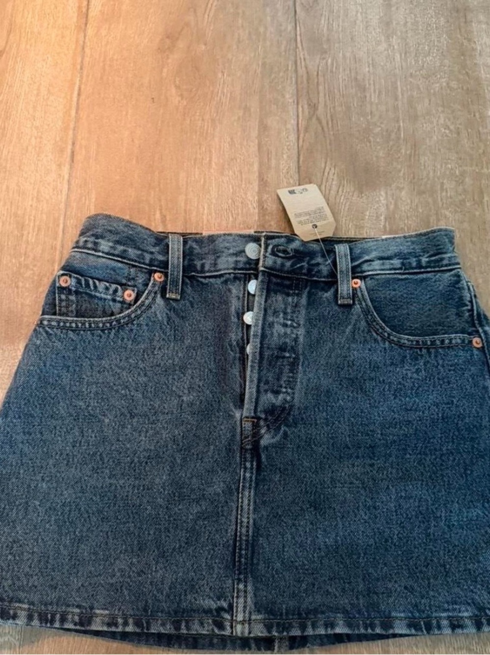 Levi's Dark Blue Button-Front Denim A-Line Skirt